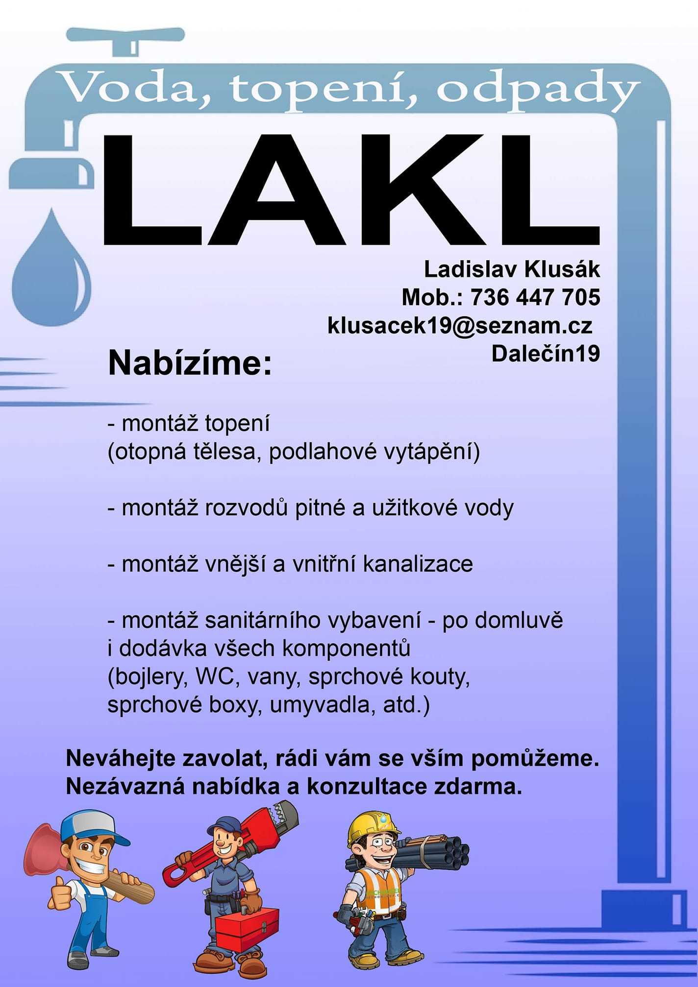 LAKL - voda topení plyn - letáček