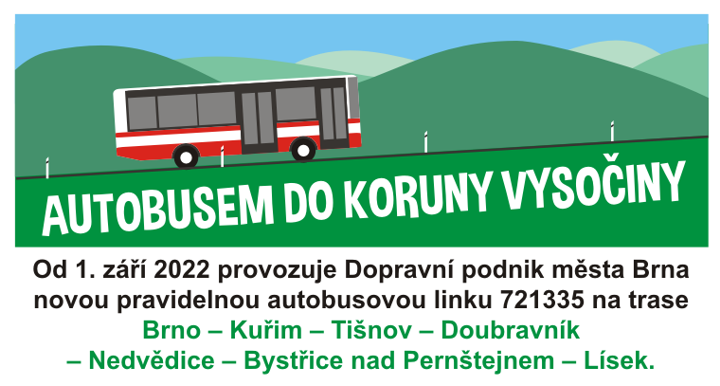 Nový autobusový spoj na Brno - informační plakátek